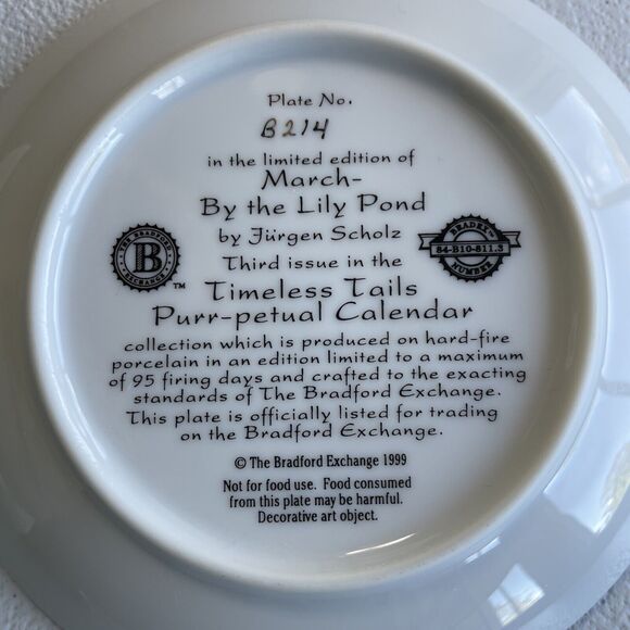 March By The Lily Pond Plate Cat Kitten Jurgen Scholz Timeless Tails 1999 - Picture 6 of 8